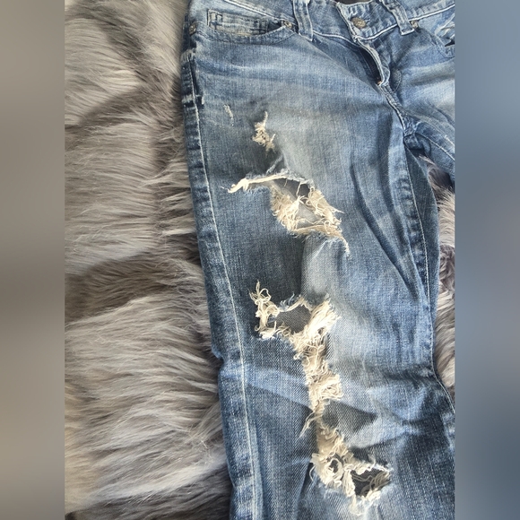 Guess Light Blue Distressed Wide Leg Jeans - Picture 15 of 17